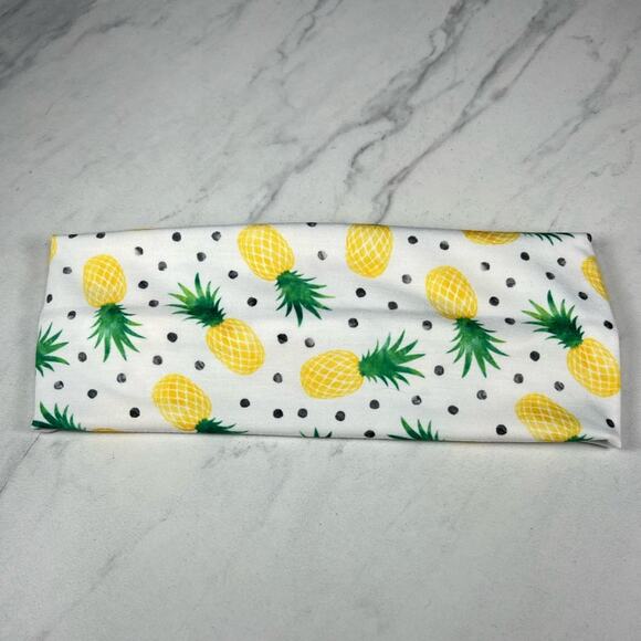 Pineapple Polka Dot Soft and Stretchy Turban/Faux Knot Headband - Picture 2 of 2